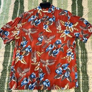 Batik Bay Floral Hawaiian Red and Blue Men's Shirt size medium